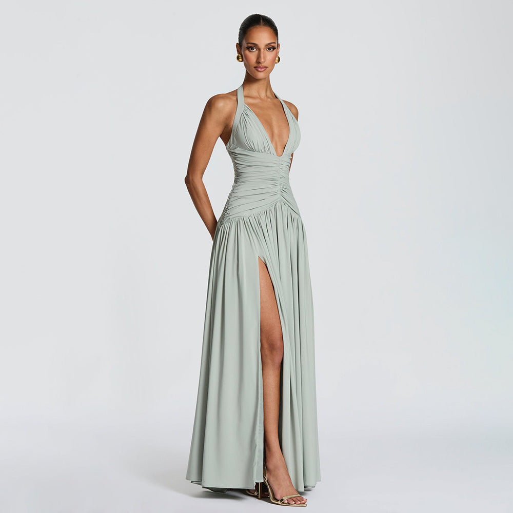 Amazon fashion style new arrivalelegant slit dress eleganthalter silmsexybacklessdress