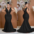C6357 cross-border   fashion women's solid color v-neck sleeveless ruched maxi dress
