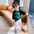 Boys' summer short-sleeve t-shirt  new collection: boys' summer outfit set for mid-to-large children, boys' summer clothing, kids' tops