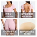 Solid color slim-fit short sleeve bodysuit - activewear for fitness, running, and yoga - women's summer lightweight jumpsuit