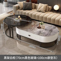 Italian light luxury oval glass coffee table living room home tea table high-end marble combination coffee table set