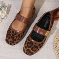 Exportplus sizespring & fallnew arrivalleopard print one-piece strap flatsflats women's flats square toe easiest for match soft bottom floating shoes wholesale