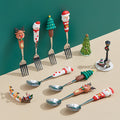 Wholesale christmas high-value stainless steel dessert spoons - cute cartoon creative coffee stirrers - gift tableware set