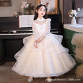 girl's dress flower girl wedding dress princess dress kids catwalk host spring & fallnew arrival mesh piano performance