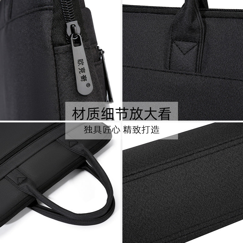 Large capacity briefcase file bag business conference bag double layer zipper document portfolio printing available