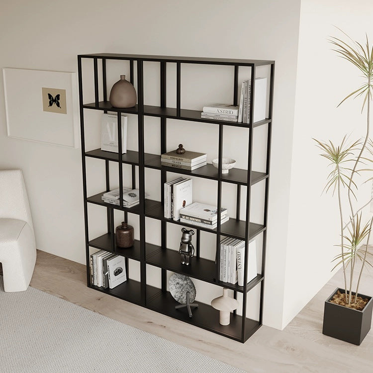 Nordic living room floor-to-ceiling steel bookshelf light luxury wrought iron shelf simple installation-free whole wall storage partition bookcase