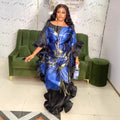 European and american cross-border foreign trade african women's clothing  large size organza dress  printed robe