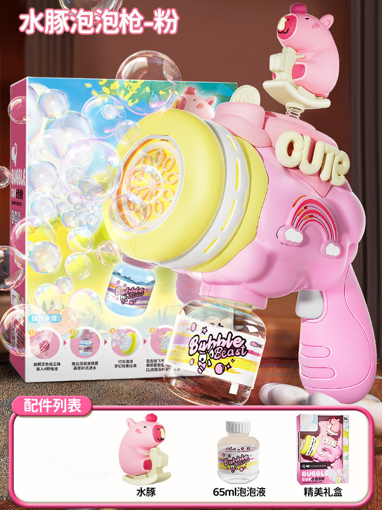 Kids' automatic light-up bubble machine - hot-selling shark & dinosaur electric bubble gun - perfect for parks, plazas, and street vendors!