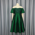 retro women's sexy off-the-shoulder dress - fashionable and elegant sequin slim-fit evening gown