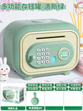 New children's cartoon piggy bank - large capacity, multi-functional, dual-mode unlocking, automatic induction money rolling savings toy