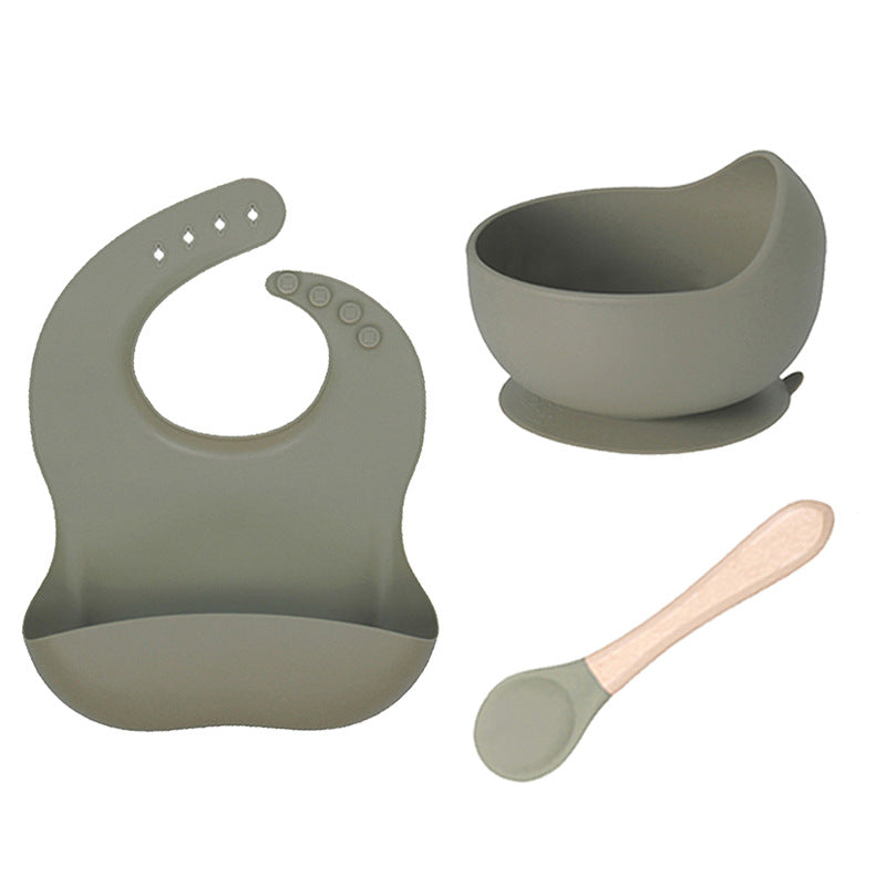 Factory customized LFGB silicone children's tableware 6-piece set, infant food grade beech silicone feeding tableware