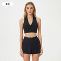 Naked yoga vest running tennis fitness bra polo lapel cut out beautiful back sports intimates women d25009