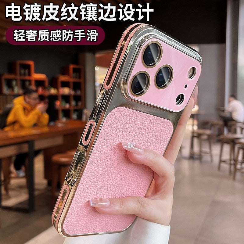 instant transformation 17 aurora large window suitable for iphone17pro mobile phone case apple 13 simple leather texture anti-fall