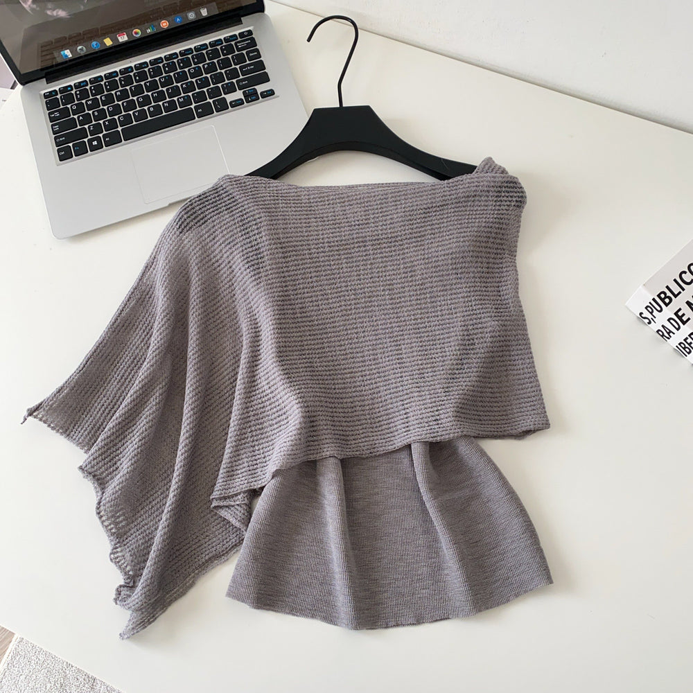 Korean style commute-inspired patchwork knit camisole - women's summer outerwear, slim fit, high-end, soft & elegant top