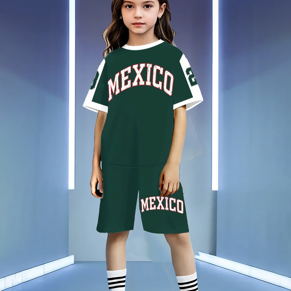 wholesale girls' short-sleeve and shorts sets, fashionable spring, summer, and autumn outfits for girls