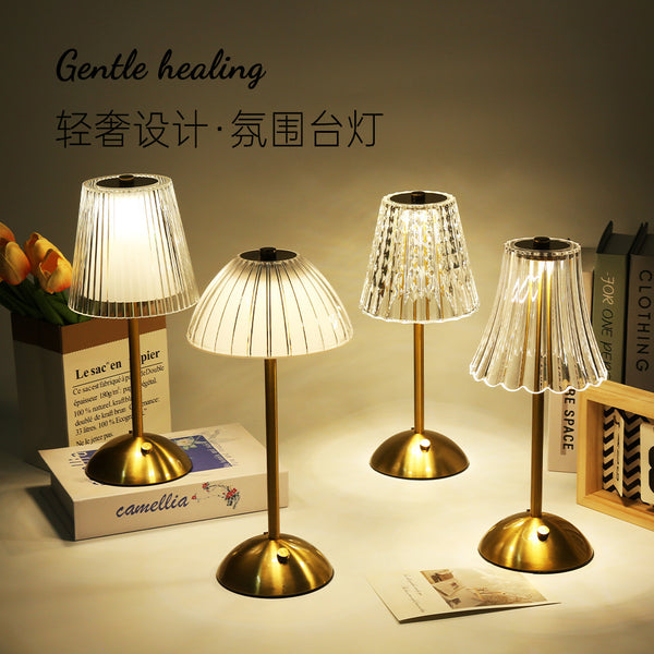 Crystal retro desk lamp bedroom bedside lamp light luxury atmosphere lamp bedside table lamp charging night lamp master bedroom advanced sense