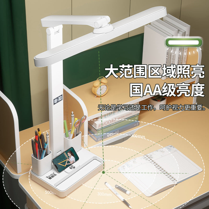 new digital display desk lamp - premium eye protection, rechargeable & plug-in, ideal for elementary school homework, dorm study, and reading