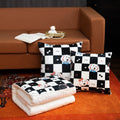 Multifunctional pillow quilt two-in-one scandinavian black and white checkerboard grids car cushion quilt office lunch break air-conditioning quilt