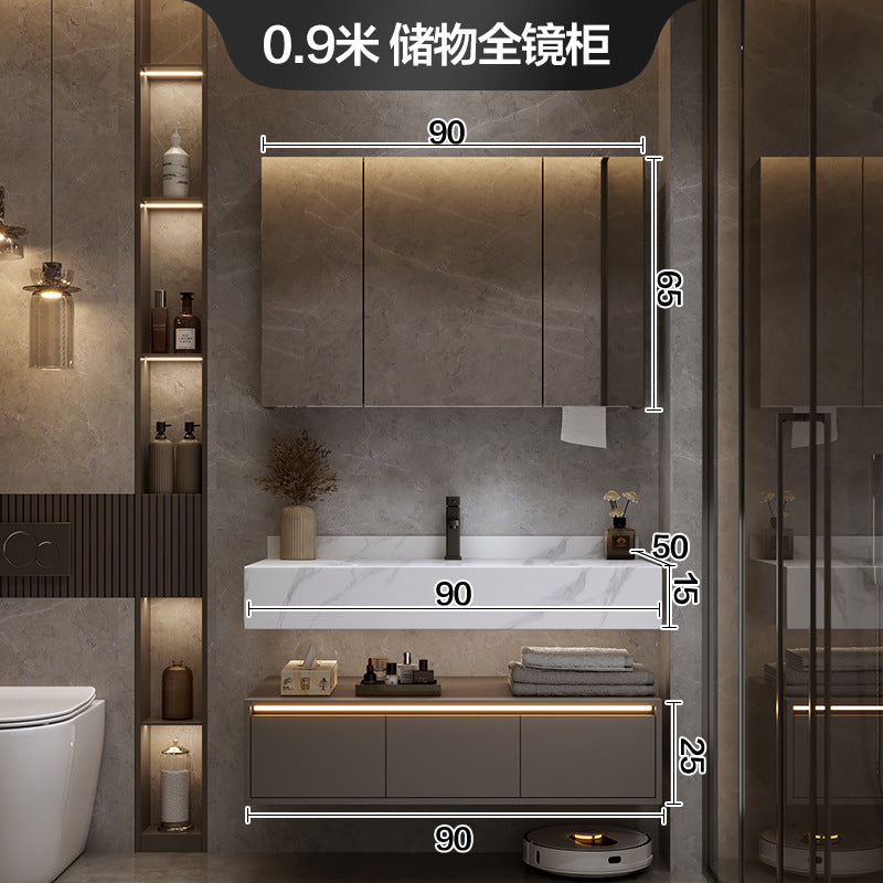 [Spot] Multifunctional storage rack, rock slab hot bending integrated basin, bathroom, washstand, face wash, bathroom cabinet combination