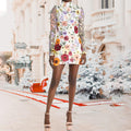 direct sales cross-border fashion three-dimensional floral mesh lace embroidered bodycon slimming sexy dress