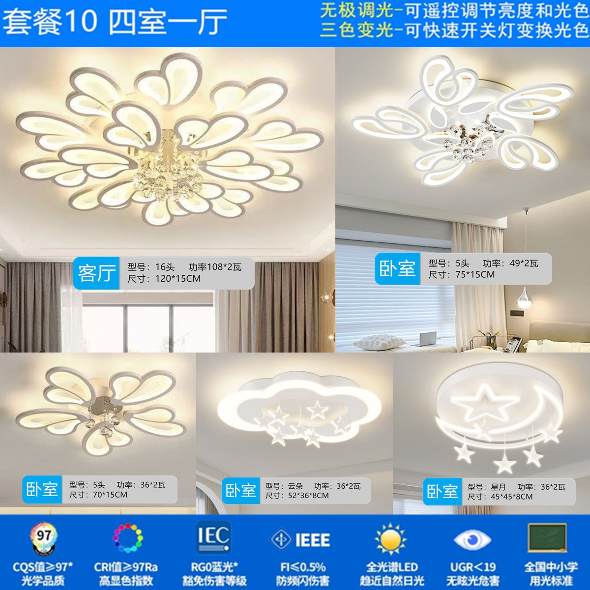 Zhongshan Lighting Restaurant Eye Protection Package Combination Simple Modern Living Room Main Light Bedroom Crystal Suction LED Ceiling Light