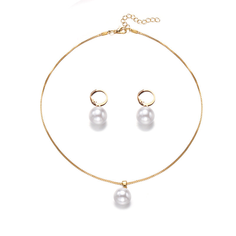 Pearl necklace and earring set wholesale - european and american cross-border jewelry - alloy, light luxury, niche, high-end, autumn/winter sweater necklace