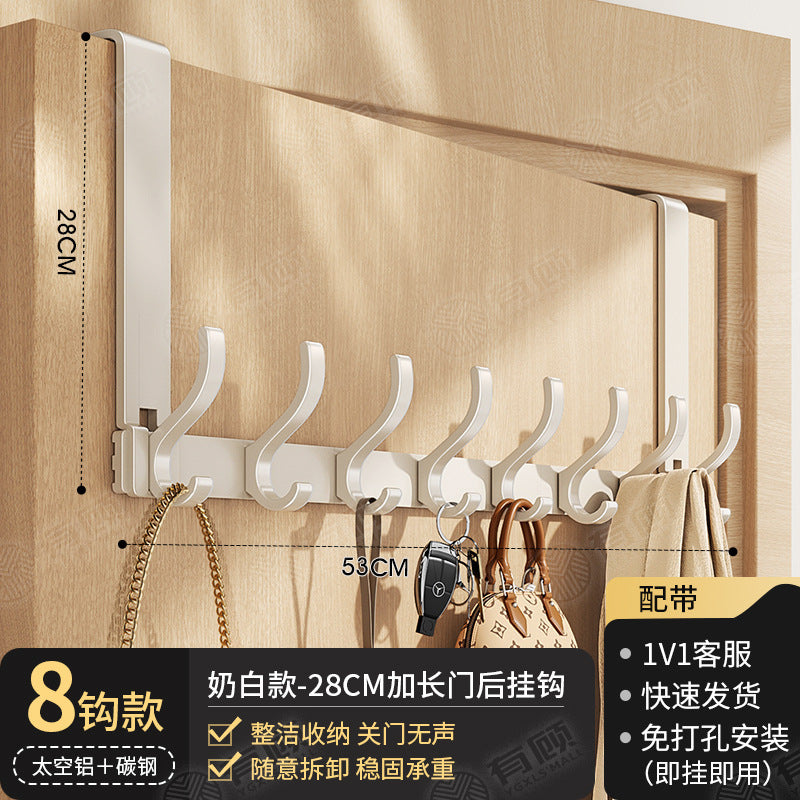 Over-the-door hook - no drilling required, universal for bedroom & bathroom, space aluminum, extra wide, heavy-duty, rustproof, multi-purpose storage