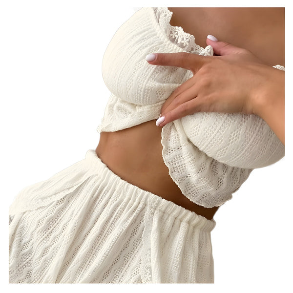LZC11959 European and American, women's lace sling vest shorts women's loungewear set (2-piece set)