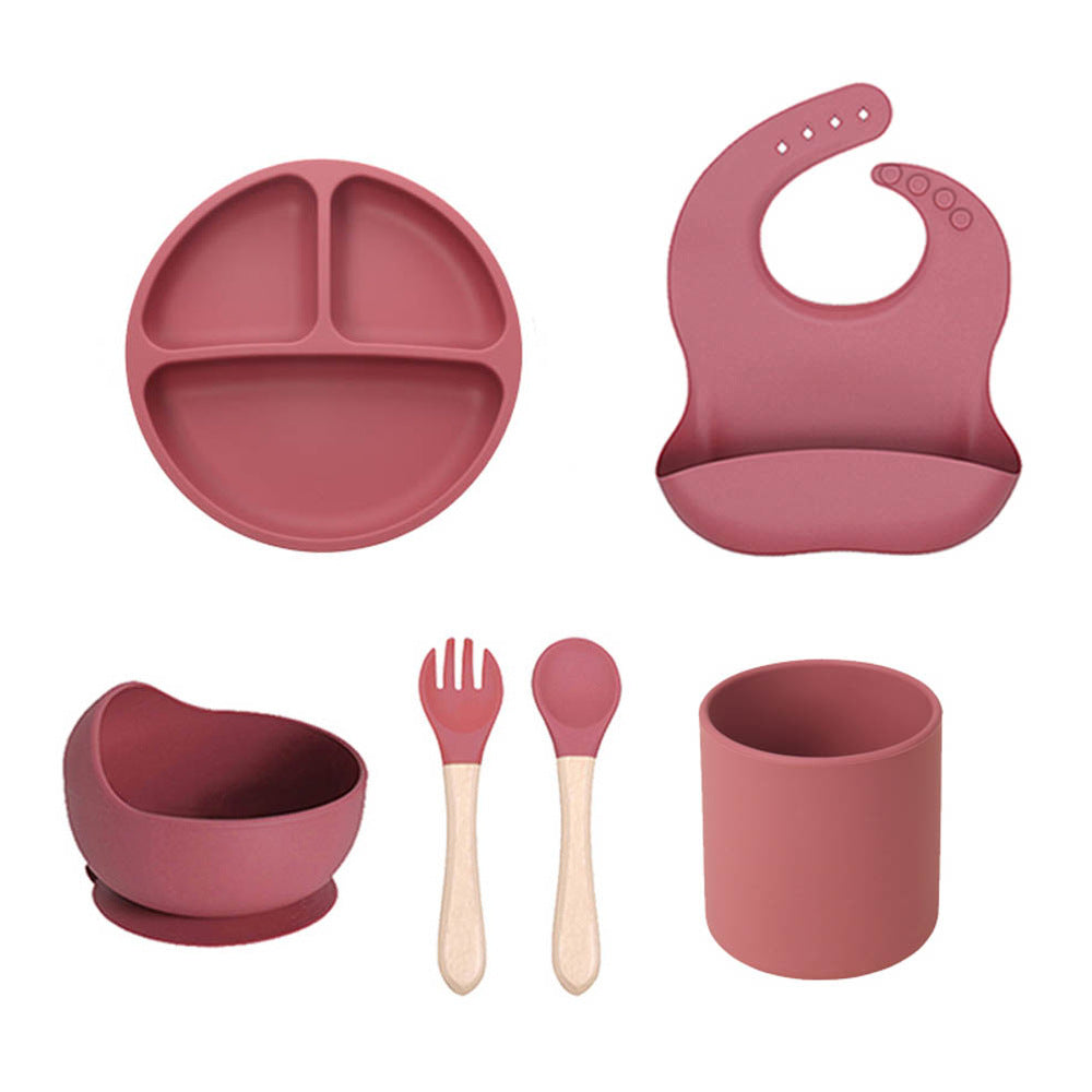 Cross-border children's silicone plate set Baby complementary food grid plate Love plate Maternal and infant feeding tableware set
