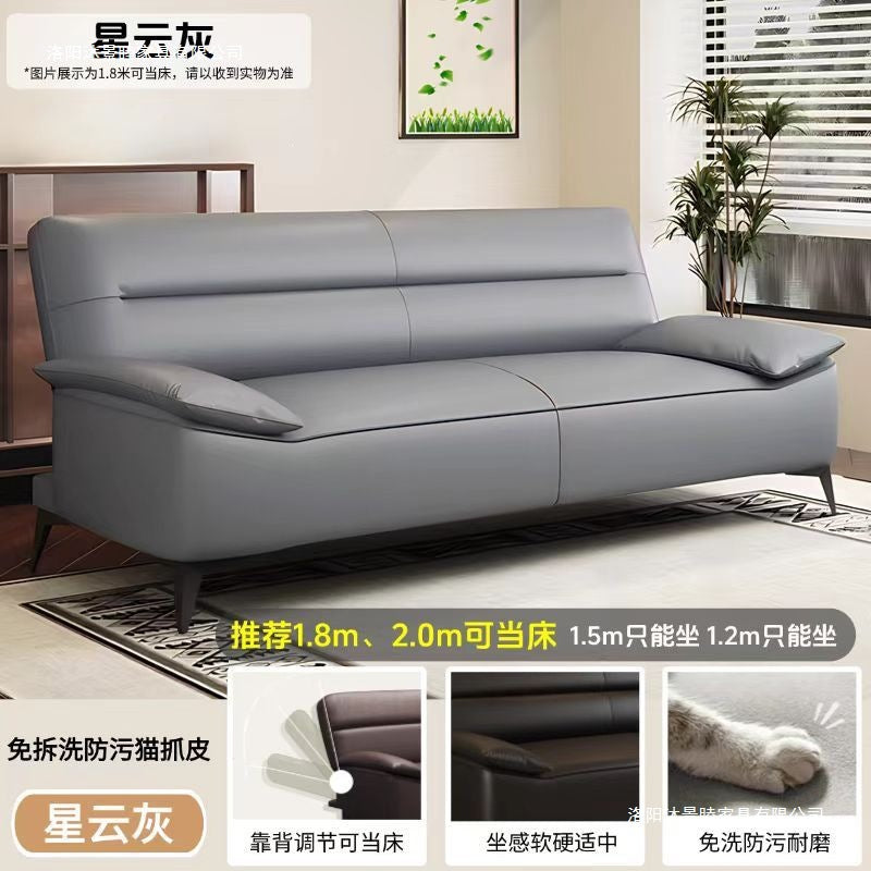 Cat scratch leather sofa bed can be folded into one and can be used as a two-purpose living room small apartment apartment rental room three-seater casual sofa