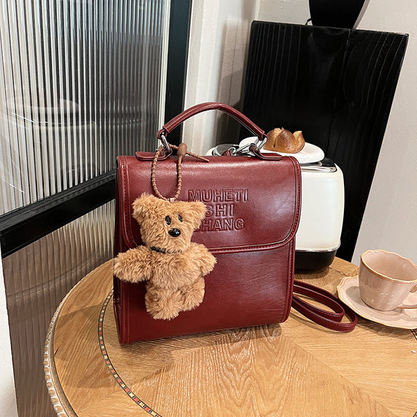 Vintage fashion casual backpack 2025 new autumn letter texture trend student bag trend briefcase autumn