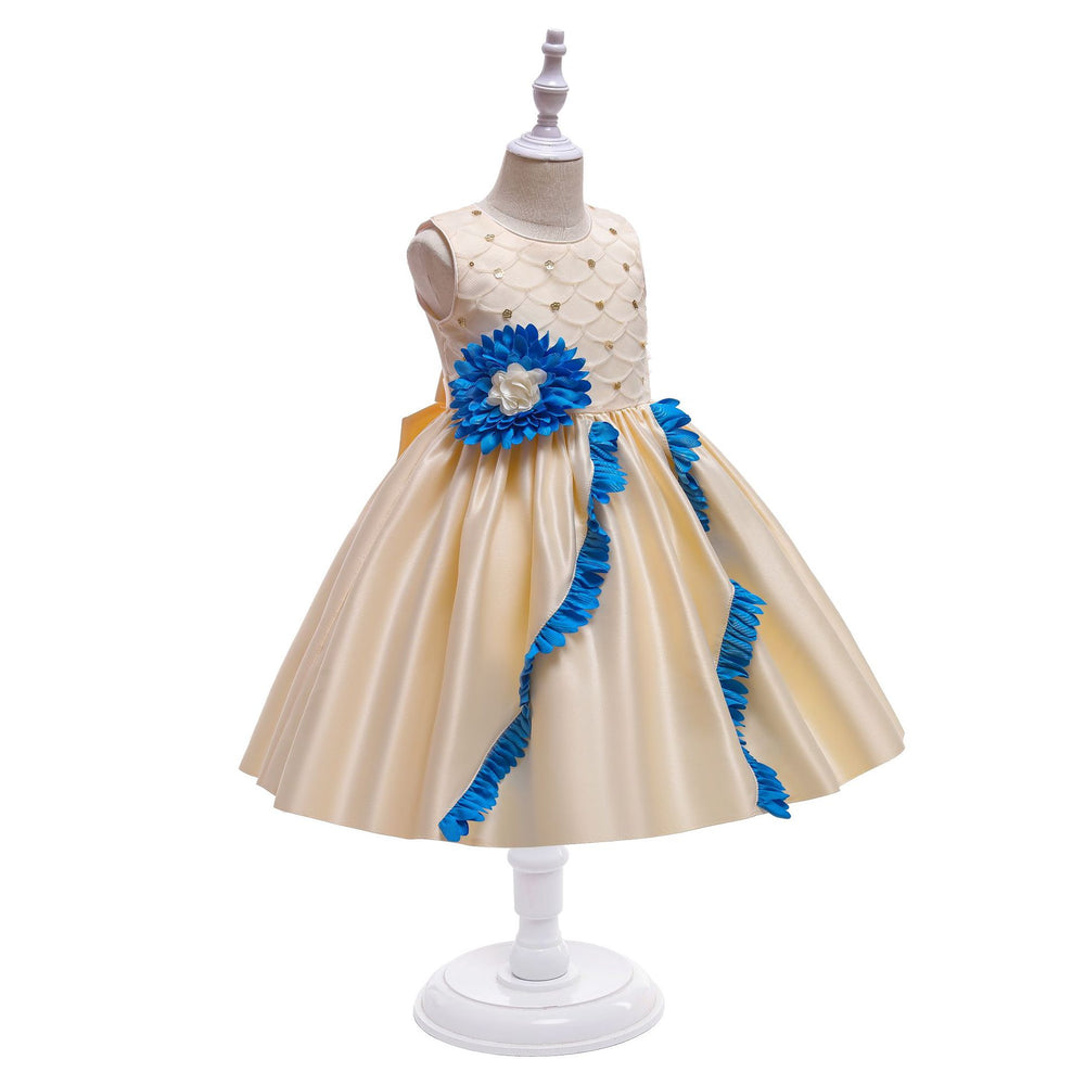 Export children's clothing satin kids dress princess dress girl's first birthday flower girl dress baby dress