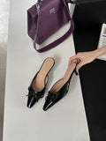 2024 autumn new collection: closed-toe mules, french-inspired mary janes, perfect for dresses, low heel with bow detail