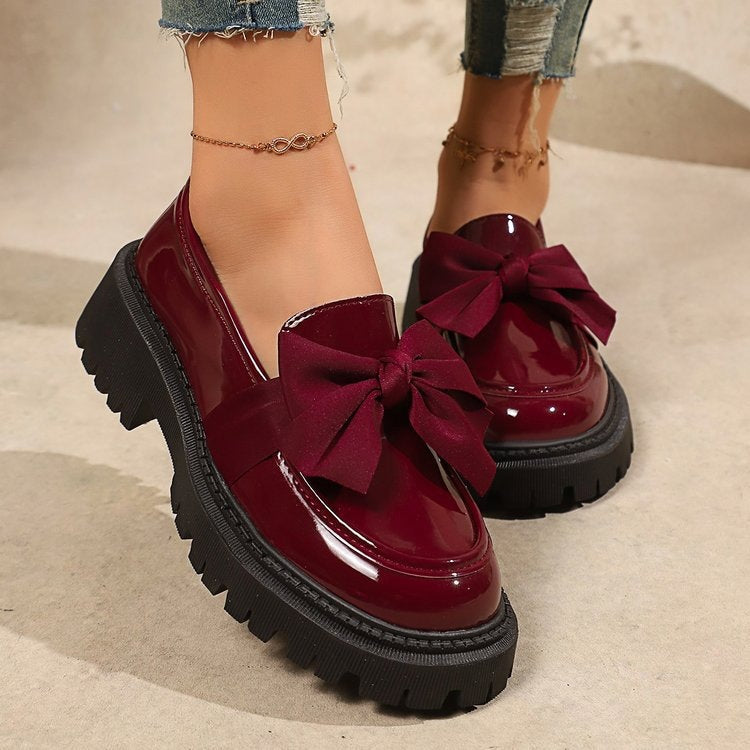 summer new arrival: plus-size women's platform loafers with bow detail - european & american style, round toe, wholesale