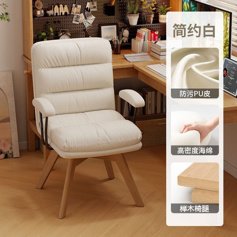 Computer chair for homeaccessible luxuryretrorotatable solid wood chair study desk chair comfortable long sitting bedroom back chair