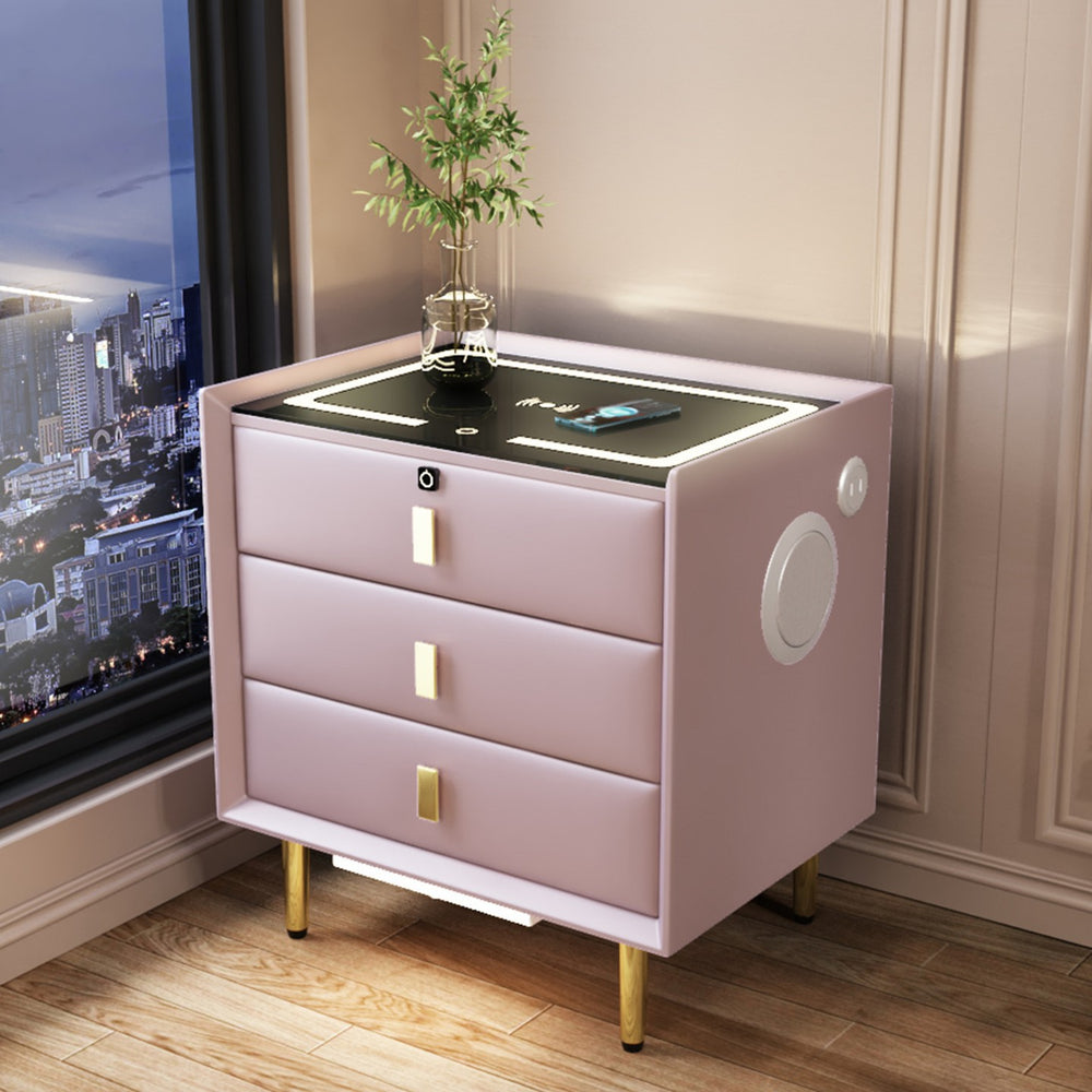 Smart nightstand - modern minimalist, new luxury solid wood bedside table with wireless charging and multiple functions for bedroom