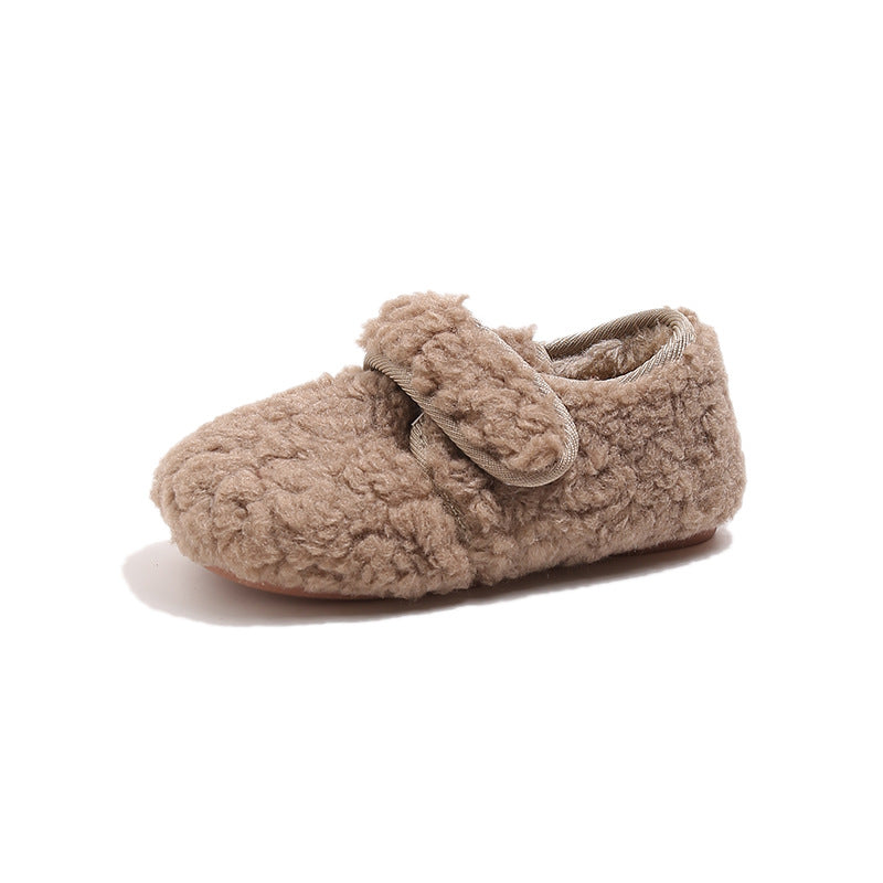 Children's plush shoes, autumn and winter 2025 new Korean version of girls' warm cotton shoes, boys' soft-soled Doudou shoes