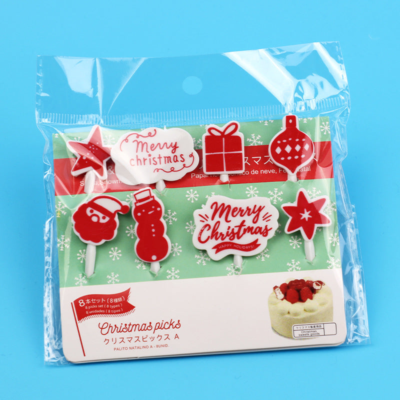 Home party letter fruit fork creative children's animal cute christmas fruit fork set bento tag