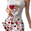 hot-selling new printed camisole top, cartoon printed shorts, loungewear, pure and alluring lingerie sleepwear