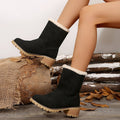 plus size knee socks cotton boots for women  fall and winterfleece-linedthickened thick heel snow boots for women in stock snow non-slip