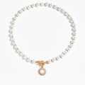European and american cross-border light luxury retro faux pearl necklace, minimalist chic diamond-studded sun pendant earrings and bracelet set