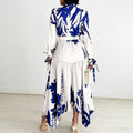 D3264 cross-border fashionplus size women's clothing  new elegantprinting asymmetrical lapel foreign trade dress