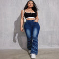 European and american style women's jeans -  cross-border winter fashion streetwear high-waisted printed stretch casual pants