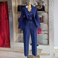 European and american cross-border women's fashion  spring new arrival: elegant commute solid color blazer, vest, and pants three-piece set