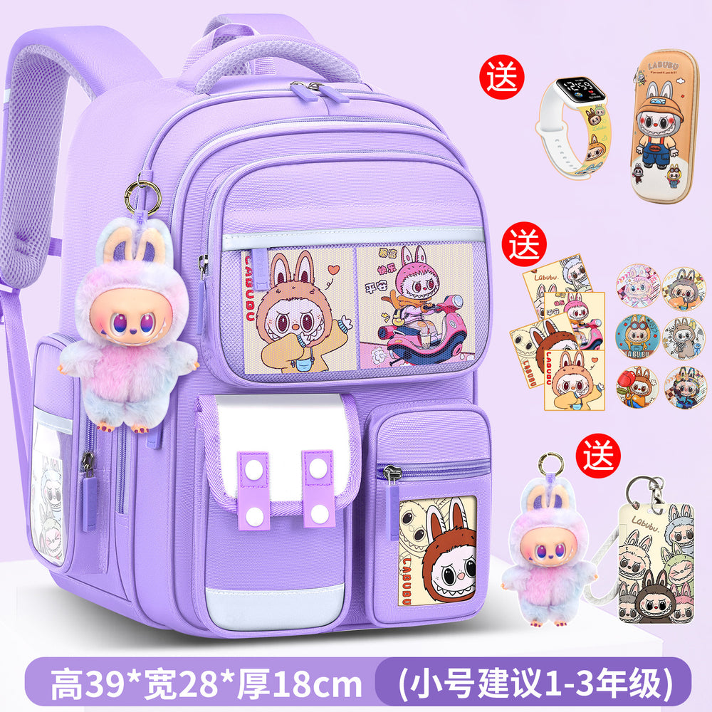 Labubu backpack - new 2026 model for elementary school students (grades 1-6). lightweight, spine-protecting, and load-reducing design for boys and girls