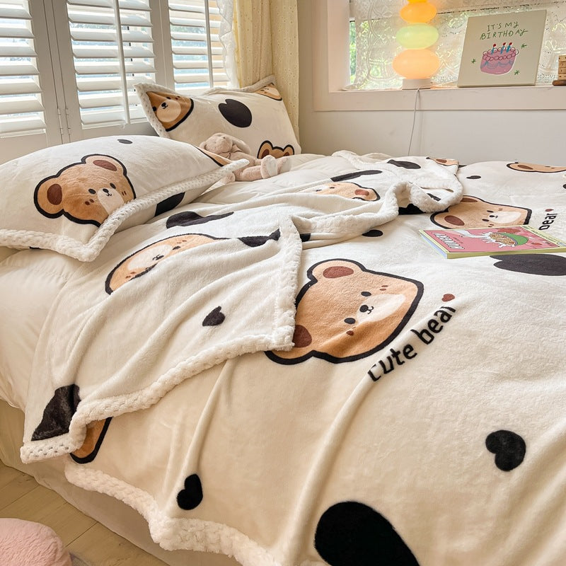 Winter flannel blanket thickened warm coral fleece blanket milk fleece nap blanket office blanket wholesale