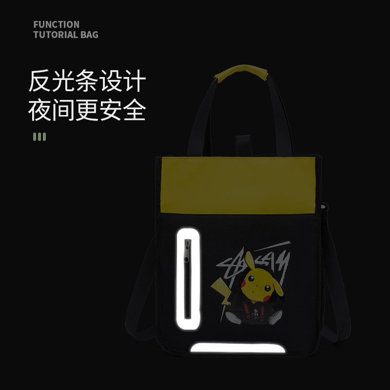 New children's extracurricular tutoring bag, primary and secondary school students messenger bag, men's and women's art bag, extracurricular bag, tote bag, carrying book bag