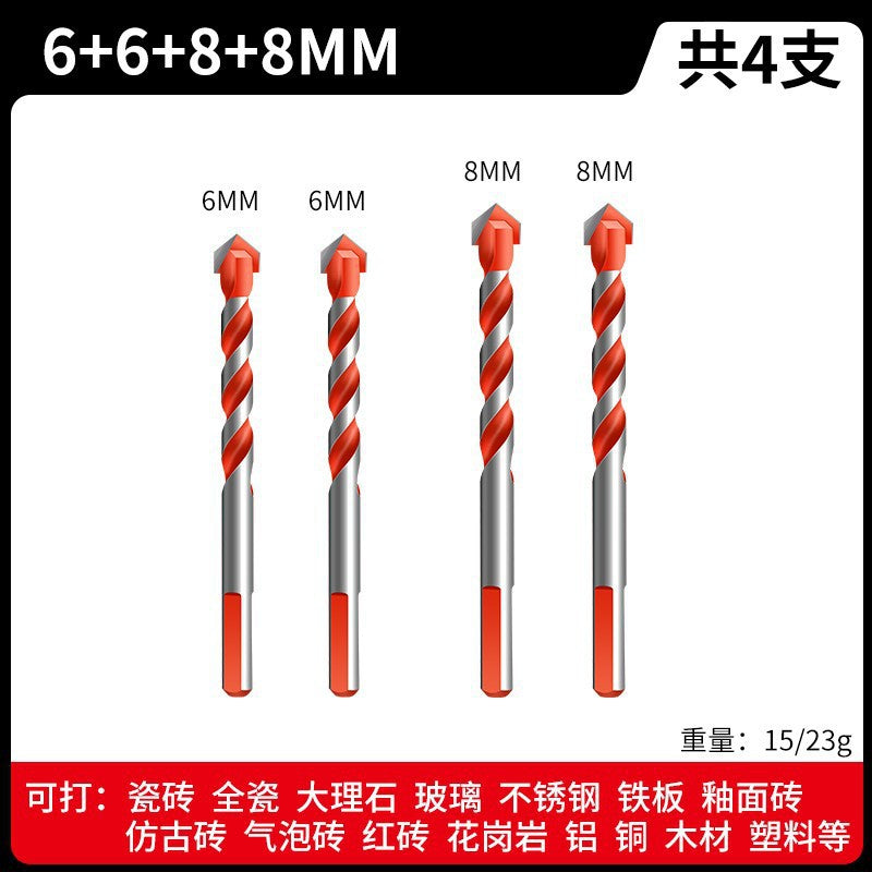Tile drill bit concrete drilling hole opening overlord drill alloy triangle drill 6mm glass cement large full electric hand drill