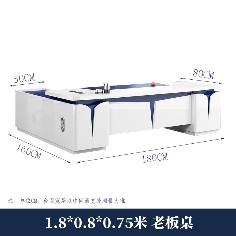 Piano lacquer office desk - designer creative high-end executive desk - stylish white manager supervisor executive desk