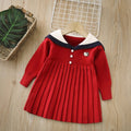 Girls' knit sweater dress - new autumn  collection: navy collar, longline style, preppy look
